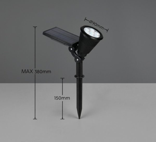 Minimalistyczny reflektorek ogrodowy solarny uniwersalny nowoczesny LED czarny regulowany czujnik zmierzchu FESTIVAL SOLAR IP44 R84756232 Rl