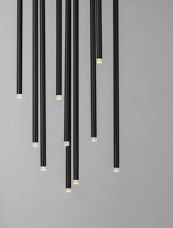 Minimalistyczna lampa wisząca LED aluminiowa zwis czarna uniwersalna klasyczna nad stół do salonu sypialni NOVENCIO LE45464 Luces Exclusivas