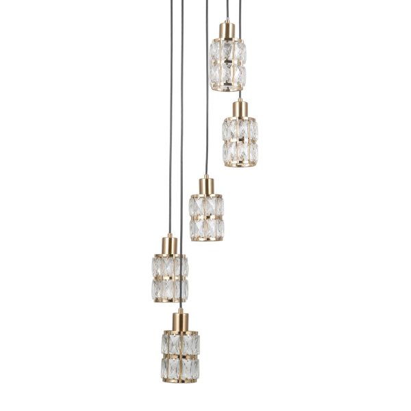 Złota kryształowa lampa wisząca do salonu nad stół glamour Alma Italux PND-40668-5-HBR