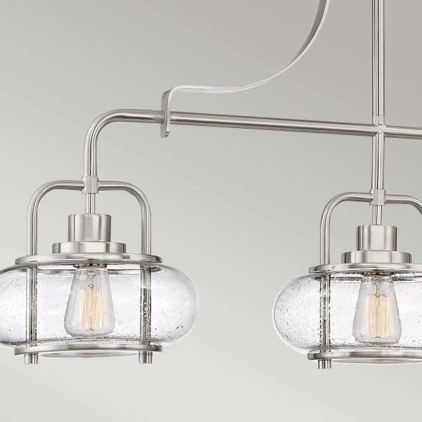 Lampa wisząca Trilogy - 3 źródła światła - Szczotkowany nikiel Szkło z bąbelkami powietrza owalne szklane klosze elegancka nowoczesna QZ-TRILOGY-ISLE-BN QUOIZEL