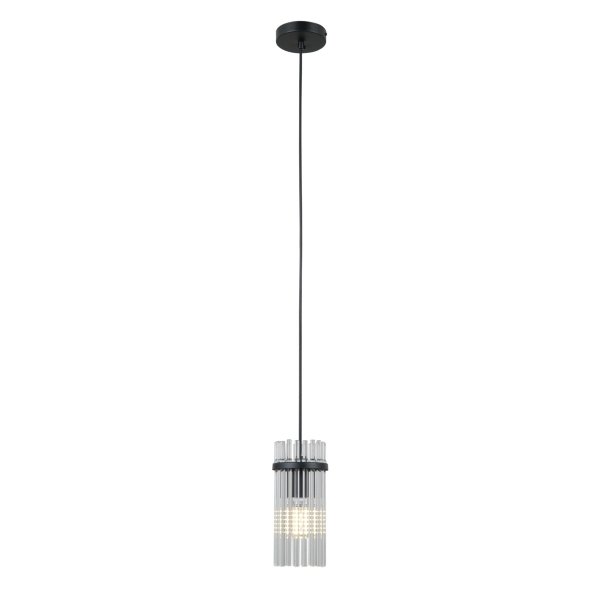 Lampa wisząca czarna z dekoracyjnych rurek szklana tubka w nowoczesnym stylu Merto PND-40930-1A-BK Italux