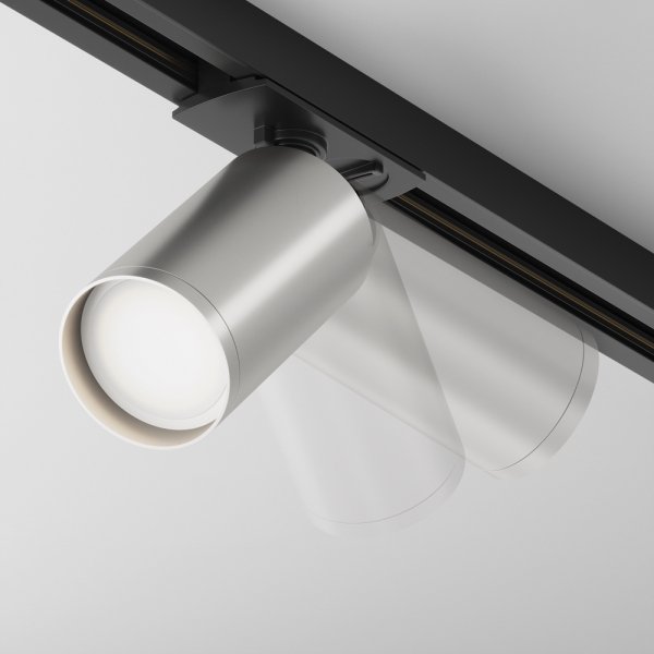 Lampa szynowa minimalistyczna nowoczesna regulowana tuba aluminium czarno-srebrna Focus S MAYTONI TR020-1-U-GU10-BS
