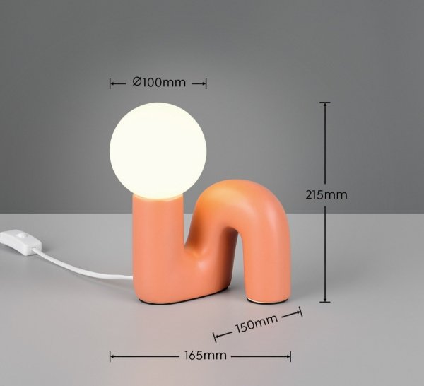 Lampka stołowa nocna pomarańczowa ceramiczna designerska dekoracyjna na komodę QUINN R56821040 RL