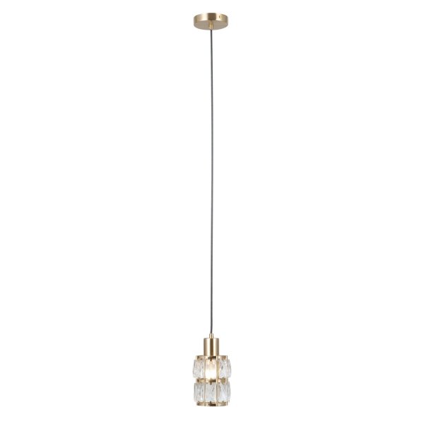 Złota kryształowa lampa wisząca pojedyncza do salonu nad stół glamour Alma Italux PND-40668-1-HBR