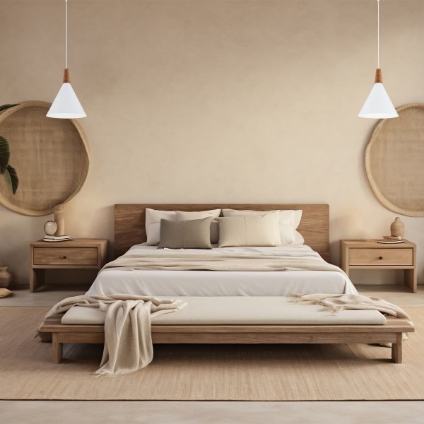 Lampa wisząca stożek ze stal lakierowanej z ciemnym drewnianym dekorem skandynawska minimalistyczna nowoczesna KEGEL 8630 Argon 