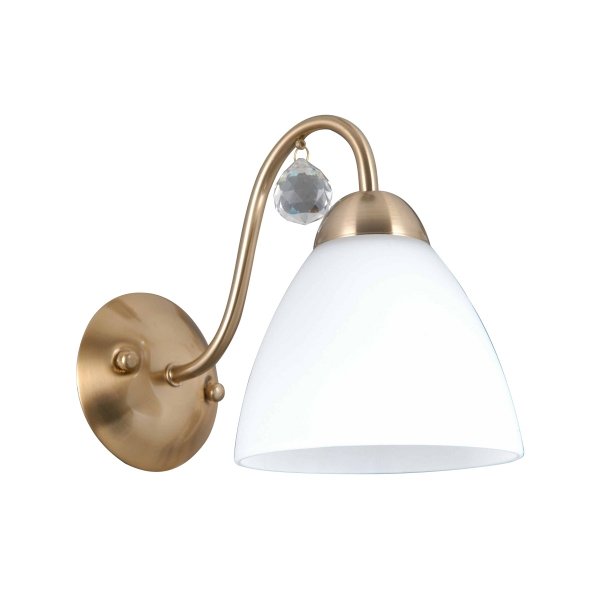 Kinkiet ścienny Lugano WL-5643-1-HBR Italux z kryształkiem złoty sypialniany do salonu