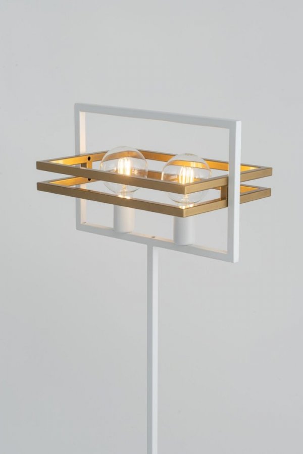 Nowoczesna Lampa Stojąca Biało Złota Loftowa Metalowa MERCI 50322 SIGMA