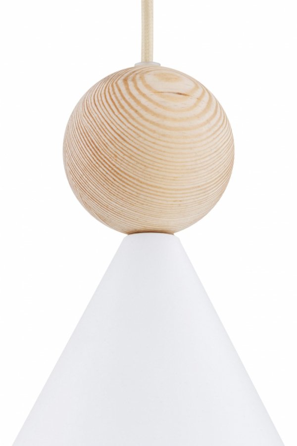 Lampa wisząca stożek ze stali lakierowanej z drewnianym dekorem skandynawska nowoczesna minimalistyczna KEGEL 8629 Argon