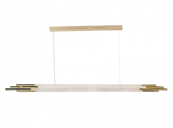 Lampa wisząca złota podłużna 200cm z dekoracyjnych rurek szklana designerska nowoczesna ORG Horizontal ORG P H 2000 DCW Editions