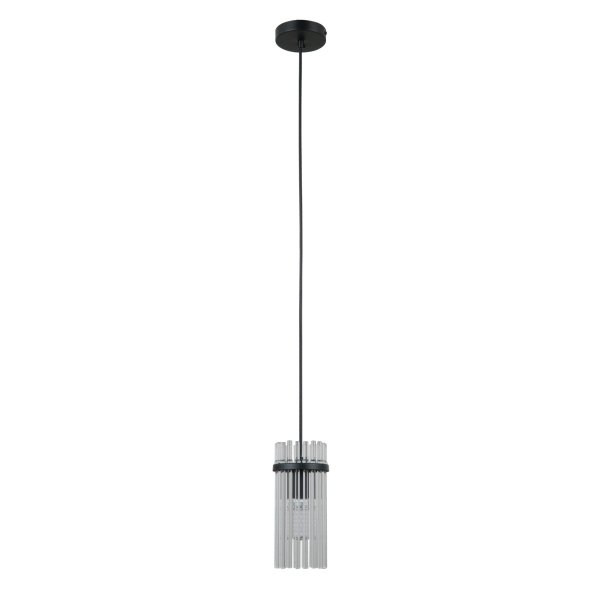 Lampa wisząca czarna z dekoracyjnych rurek szklana tubka w nowoczesnym stylu Merto PND-40930-1A-BK Italux
