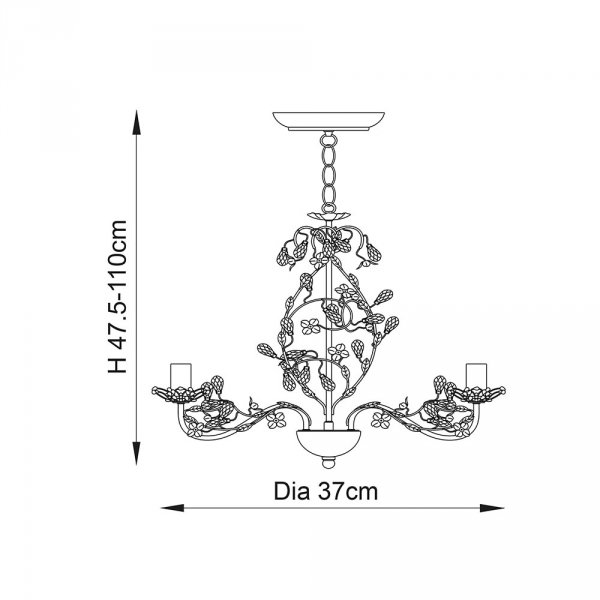 Lampa wisząca dworkowa świecznikowa kwiatowa designerska klasyczna dekoracyjna LULLABY-3CR ENDON
