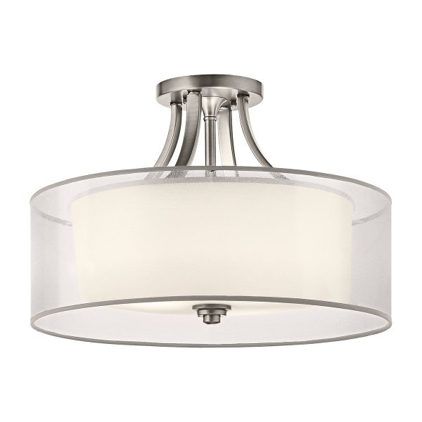 Półplafon Lacey 4 źródła światła antyczny pewter biały okrągły abażur klasyczny minimalistyczny KL-LACEY-SFM-AP KICHLER