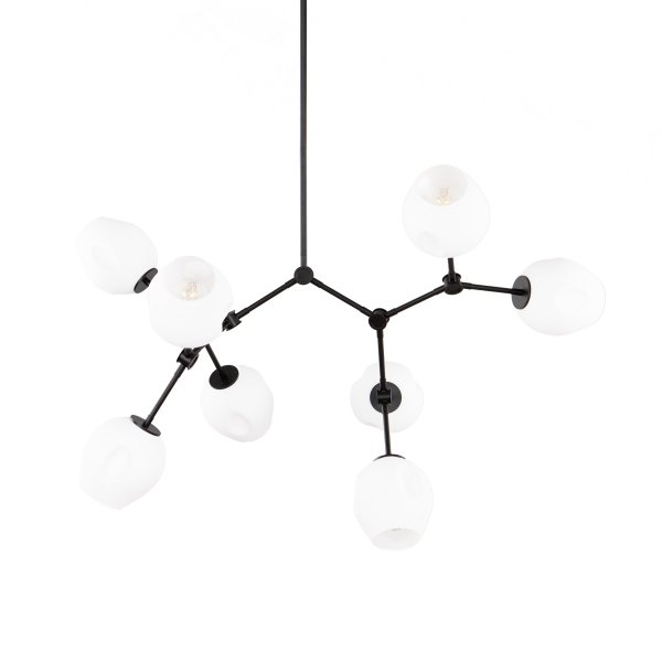 Czarna nowoczesna lampa wisząca szklane białe klosze Ferral Italux PND-75075-8-BK-WG do salonu jadalniana