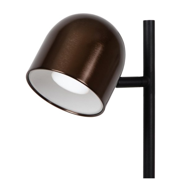 Lampa podłogowa LED metalowa nowoczesna minimalistyczna uniwersalna czarno-brązowa regulowana możliwość ściemniania SKANSKA RECH IP44 03749/03/96 LUCIDE