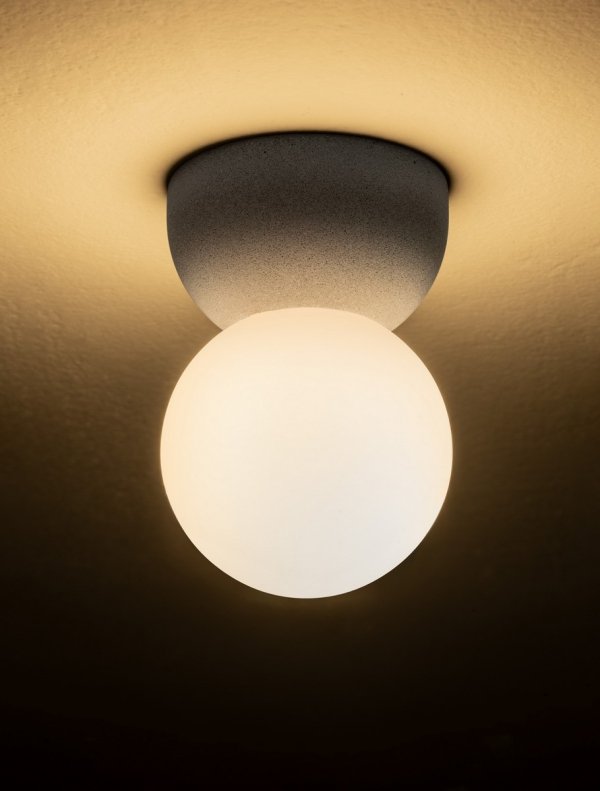 Plafon klasyczny minimalistyczny uniwersalny szary okrągły szklany klosz możliwość ściemniania TROSILA LE45294 Luces Exclusivas