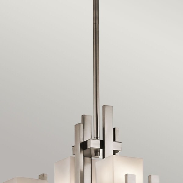 Żyrandol City Lights - 7 źródeł światła Klasyczny pewter geometryczna kwadratowe szklane klosze możliwość ściemniania KL-CITY-LIGHTS7A KICHLER