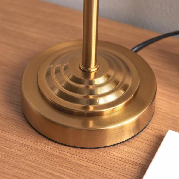 Klasyczna lampka stołowa nocna abażurowa mosiężna minimalistyczna uniwersalna Rise &amp; Ivy 120937 ENDON