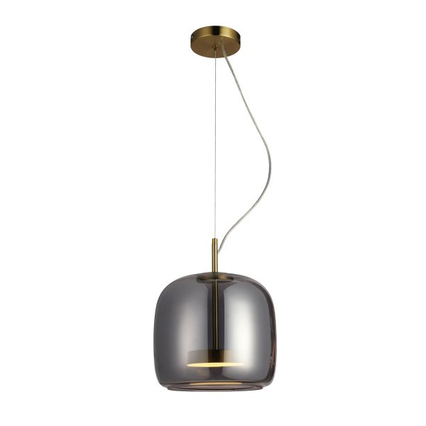 Designerska lampa wisząca led 10W Caste Italux PND-17760A-BRSS-SG złoty dymiony nad stół do jadalni