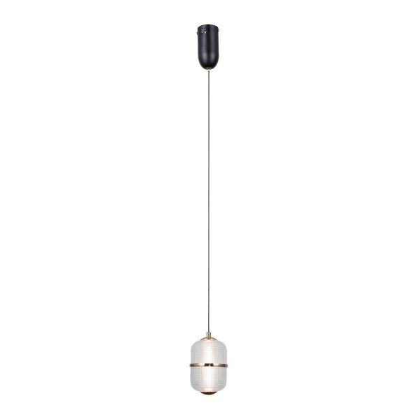 Lampa wisząca pojedyncza siatkowany klosz szklany Alani Italux PND-34375-1-BK lampa jadalniana nad wyspę nad stół czarny mat, złoty