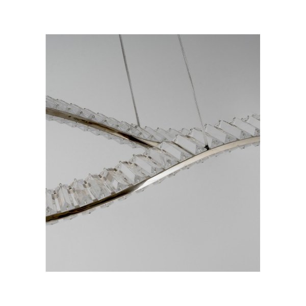 Elegancka lampa wisząca kryształowa LED żyrandol glamour w kolorze złotym podłużna SPARK WAVES 120 cm AZ6563 CCT DIMM + REMOTE CONTROL AZZARDO do salonu jadalni nad stół 