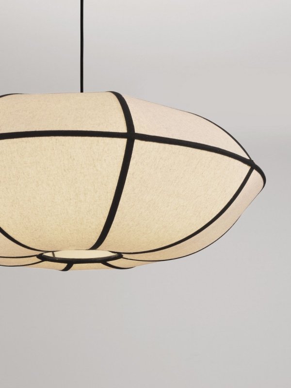 Lampa wisząca lniany abażur owalny retro nowoczesna klasyczna dekoracyjna do sypialni salonu Luces Exclusivas