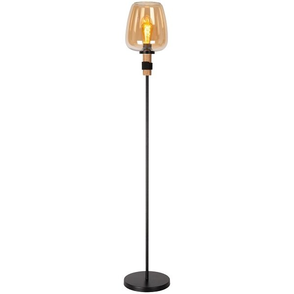 Lampa Stojąca Podłogowa Vintage Szklamy Bursztynowy Klosz ILONA 45708/01/62 LUCIDE