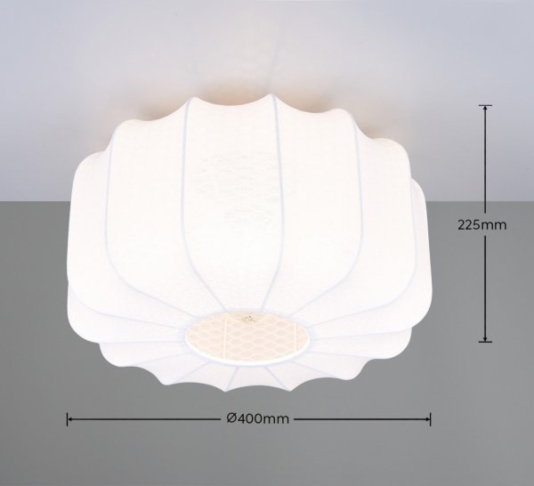 Lampa sufitowa plafon biała tkaninowy abażur owalna boho rystykalna klasyczna minimalistyczna nad stół do salonu sypialni MADELINE R61971901 Rl
