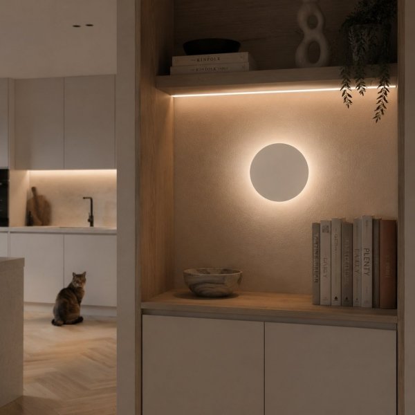 Lampa ścienna kinkiet biały okrągły 15cm płaski metalowy minimalistyczy NYX ST-8293W/15 white Step Into Design