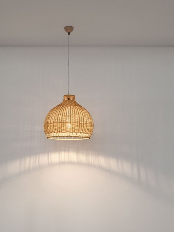 Lampa wisząca beżowa boho pleciona okrągła 51cm IP65 minimalistyczna Luces Exclusivas