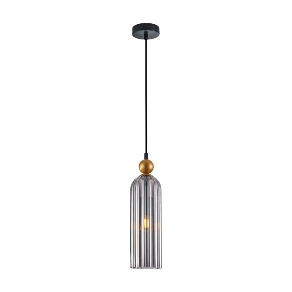 Dekoracyjna Lampa Wisząca w Stylu Art Deco Szklany Dymiony Kosz LEVIE PND-28636-1L-GD-SG ITALUX GLAMOUR