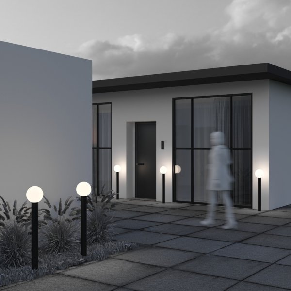 Nowoczesny słupek ogrodowy zewnętrzna lampa aluminium czarna z kulą Bold MAYTONI O598FL-01B