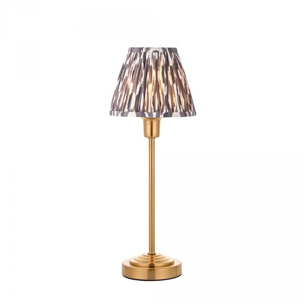 Klasyczna lampka stołowa nocna abażurowa mosiężna kolorowa minimalistyczna uniwersalna Rise &amp; Ikat 120754 ENDON