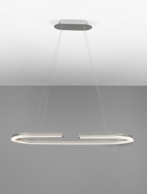 Srebrna owalna lampa wisząca nad wyspę stół ORINOCO LE44532 Luces Exlusivas