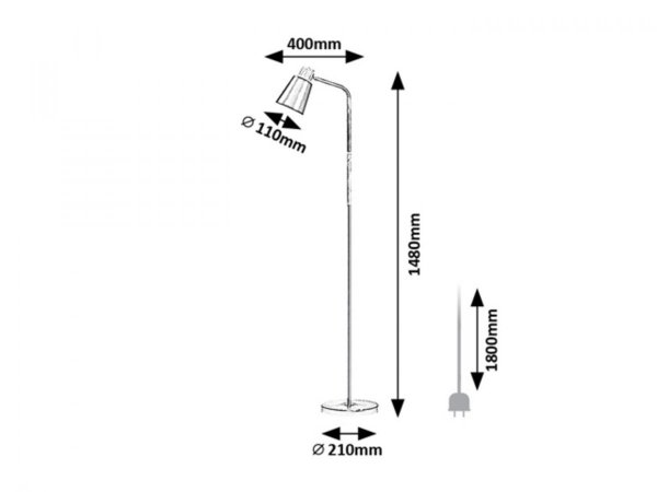 Industrialna Czarna Lampa Stojąca Do Salonu Do Sypialni AZIM 74003 RABALUX