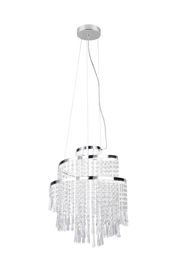 Kryształowy Dekoracyjny Żyrandol LED W Kolorze Chrom POMP R37341106 RL