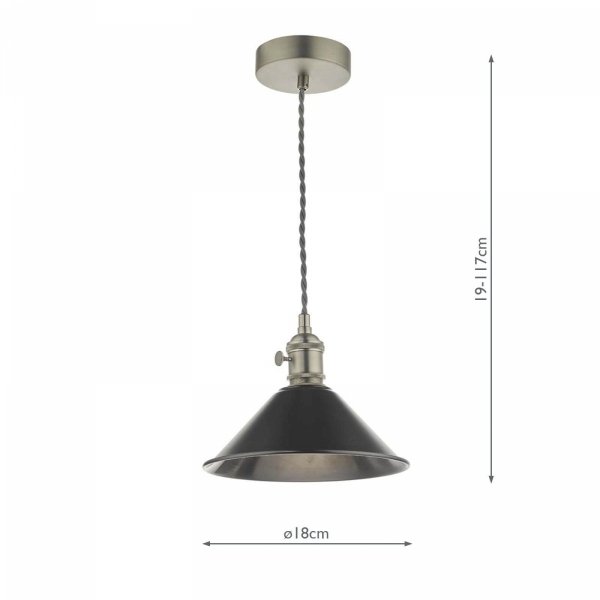 Chrom Lampa Wisząca Vintage Cynowany Klosz HADANO HAD0161-02 DAR LIGHTING