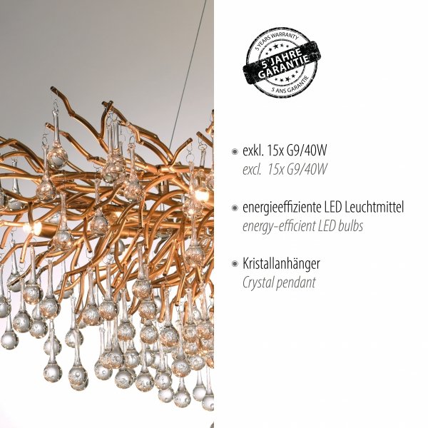 Lampa Wisząca ICICLE 2031-11 Zuma Line Złota | Nowoczesny Żyrandol 15xG9