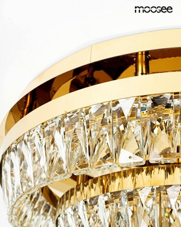  Lampa sufitowa plafon LED w stylu glamour kryształowa okrągła SAVOY 2 złota MSE1501100530 Moosee King Home
