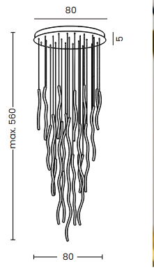 Nowoczesna złota lampa wisząca LED kaskadowa kompozycja falujących linii FLOW 41 PENDANT 3-STEP DIMM GOLD AZ6818 Azzardo