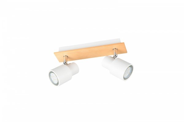 Nowoczesny plafon lampa sufitowa podwójna biała regulowana klasyczna uniwersalna metalowa drewniana podstawa PIERRE R81982031 Rl