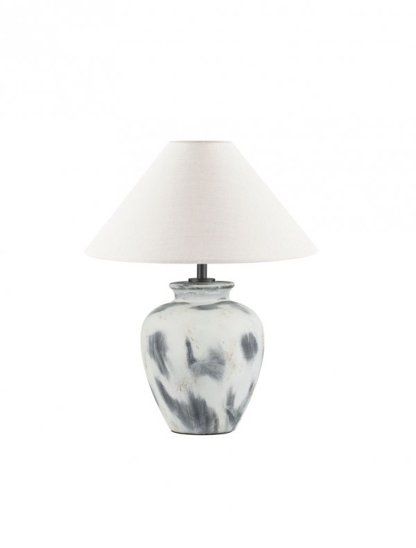 Lampka stołowa nocna biały abażur podstawa ceramiczna dekoracyjna na komodę Luces Exclusivas