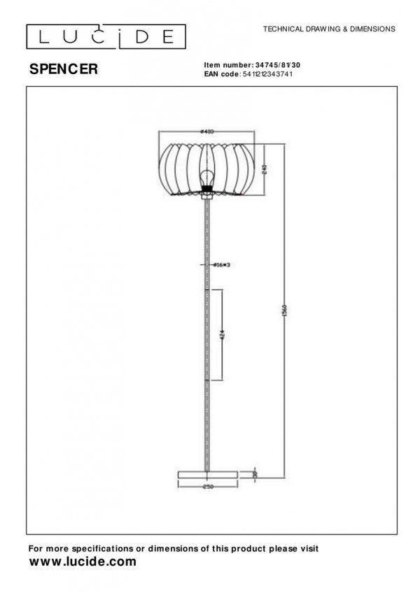 Lampa Podłogowa Designerska SPENCER 34745/81/30 LUCIDE