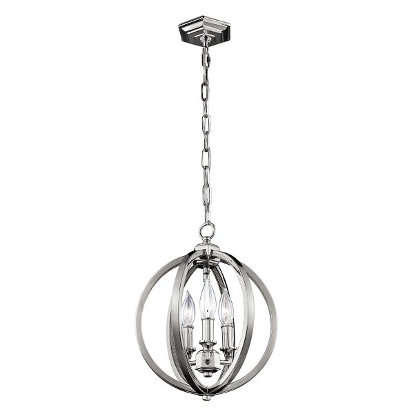 Nowoczesna Kulista lampa wisząca Corinne FE-CORINNE-3P-S Polerowany nikiel z kryształkami Jadalniana, do salonu, nad stół