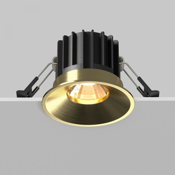 Mosiężna oprawka wpuszczana wbudowana w sufit LED okrągła minimalistyczna Round MAYTONI DL058-12W3K-BS