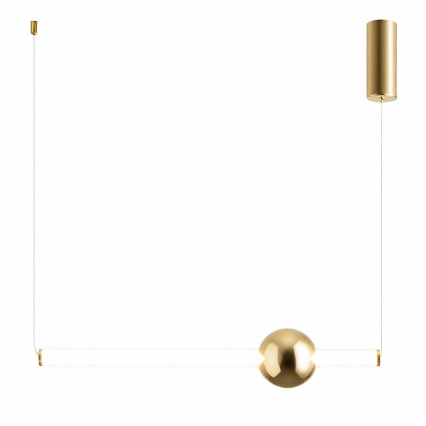 Nowoczesna złota lampa wisząca LED o szerokości 63 cm, wykończenie złoty połysk, seria O-LINE, model ST-1688S.