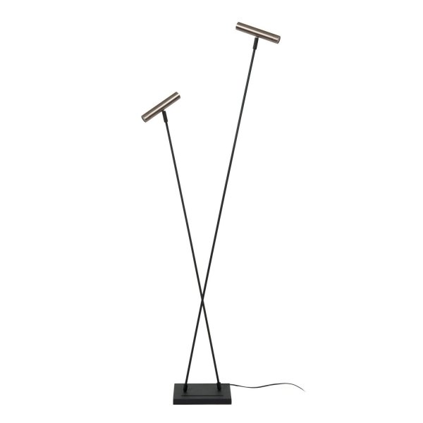 Lampa podłogowa stojąca srebrna tuba podwójna regulowana metalowa minimalistyczna nowoczesna DUARTE 03751/02/15 LUCIDE