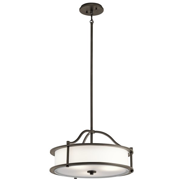 Lampa wisząca półplafon Emory 3 źródła światła stary brąz klasyczna metal i szkło KL-EMORY-P-S KICHLER