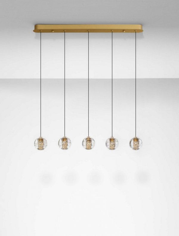 Oryginalna Złota Lampa Wisząca Nad Stół Szklane Kule w Stylu Art Deco LUCES EXCLUSIVAS CUYO LE44720