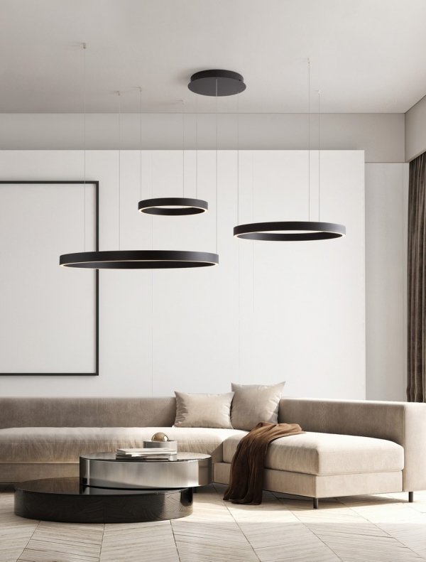 Nowoczesna Lampa Wisząca Czarne Pierścienie BARI LE44317  LUCES EXCLUSIVAS