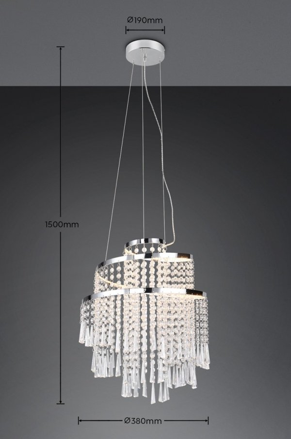Kryształowy Dekoracyjny Żyrandol LED W Kolorze Chrom POMP R37341106 RL